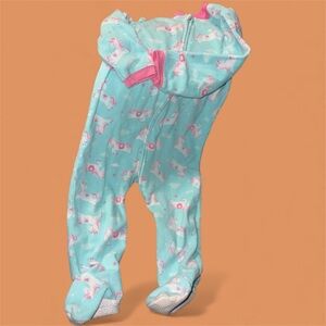 Little Me Aqua and Pink Unicorn Footie Pajamas size 24m